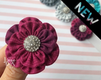 Contemporary deep pink - Floral brooch - Flower lovers gift - Hand sewn flower - Sparkly centre - Light to wear - Handmade gift