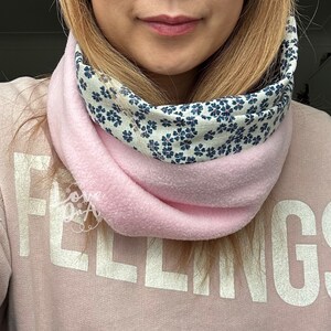Indigo Japanese snood Infinity scarf Fleece lined Comfortable Japanese style Cotton Suitable all weather image 2