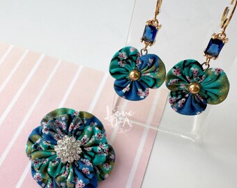 NEW Summery floral accessories | Blue tone cherry blossom | Flower lovers gift | Light to wear | Japanese fabric