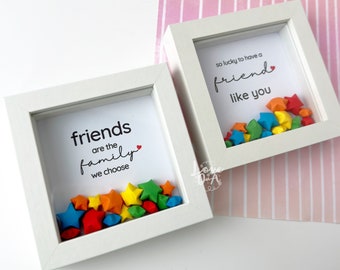 FRIENDSHIP quotes | Best friend gift ideas | Love, gratitude and affirmation frames | Perfect unique gift | With moving origami lucky stars