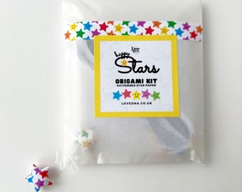 HAPPY STAR origami kit | Unique star paper | Colourful designs | Make your own | Paper craft | Hobby art | Suitable for all ages