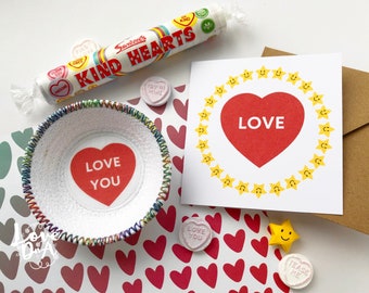 The LOVE gift set | Self love | Valentines | Galentines | LGBTQ+ Love | Thoughtful gift | Recycled cotton bowl | Gift card | Sweets