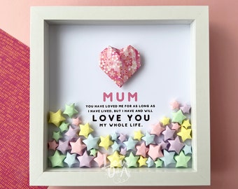 A special gift for MUM | Origami heart and stars | Wall art | Unique handmade gift | 3D geometric heart | Mother’s Day