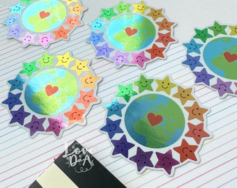 STICKER | Rainbow metallic | Super shiny | Durable die cute sticker | Laptop decal | Water bottle decal | Happy stars