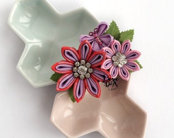 Butterfly Corsage - Kanzashi - Japanese style - Handmade - Fabric flowers - Statement brooch - Special occasion - Gift for her