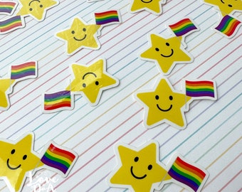 HAPPY STAR STICKER  | Rainbow flag | Vinyl | Durable die cute sticker | Laptop decal | Water bottle decal | Happy star