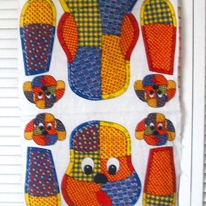 Vintage Cut-and-Sew patchwork dog fabric cotton panel stuffed plush toy