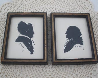 Vintage silhouettes frames paper black white Martha George Washington pictures