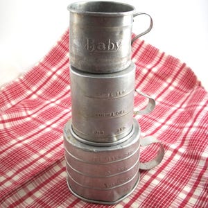 Measuring cups Baby cup, 1 cup & 2 cup, set of 3, aluminum rustic farmhouse