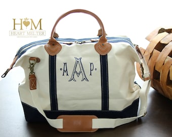 Monogrammed Weekender Navy Bag -SALE- Monogram Weekender - Duffle Bag - Monogrammed Overnight Bag - Carry ON Bag - Bridal Gift