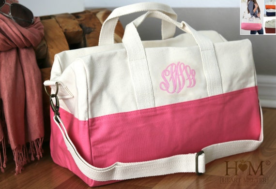 Monogrammed Pink Small Duffel Bag Monogram Overnight Bag | Etsy