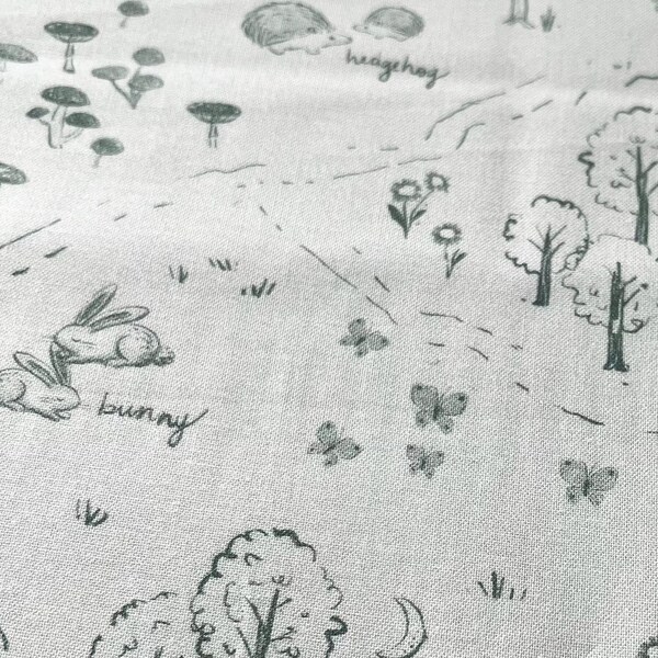 Woodland Map Fabric, Willow by Clara Jean for Dear Stella, STELLA-DCJ3013  GARDENIA, Baby Quilt Fabric, Nursery Fabric, Quilting Cotton