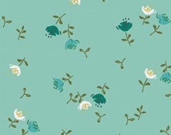 Olivia Celeste, Velvet by Amy Sinibaldi for Art Gallery Fabrics, Teal Green Ditsy Floral, Quilting Cotton, Fabric Yardage, Baby Quilt Fabric