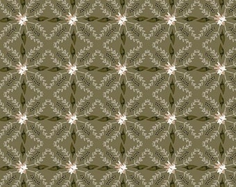 Moss Green Blooming Gingham, Dancing Daisies by Casey Cometti for Riley Blake Designs, Quilting Cotton, Fabric Yardage