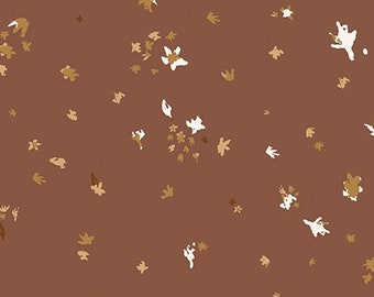 Dancing Blossoms on Rusty Bronze, Flicker Cinnamon by Casey Cometti for Riley Blake Designs, Quilting Cotton, Fabric Yardage