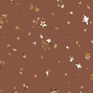 Dancing Blossoms on Rusty Bronze, Flicker Cinnamon by Casey Cometti for Riley Blake Designs, Quilting Cotton, Fabric Yardage