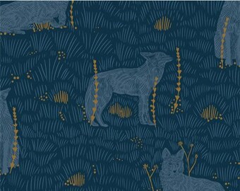 Coyote Forest Brushed Flannel End of Bolt 1 2/3 Yards, Coyote Hill, by Katie O' Shea for Art Gallery Fabrics, Fabric Yardage, Quilt Backing