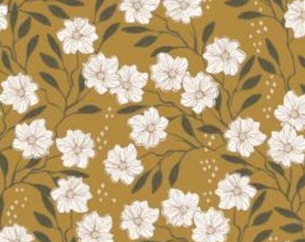 Harvest Gold Floral Fabric, Wild Vines Dandelion, Get Out And Explore Collection by Mint Tulips for Cotton+Steel, Quilting Cotton Fabric
