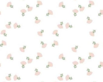 Blush Ditzy Floral on White, Hibiscus, Simple Simon and Company, Riley Blake Designs, Quilting Cotton, Fabric Yardage, Baby Quilt Fabric