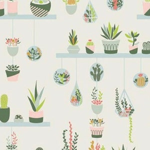 Succulent Wall Fabric, Arid Oasis Hanging Garden Off White by Melissa Lee for Riley Blake Designs, Quilting Cotton, Fabric Yardage