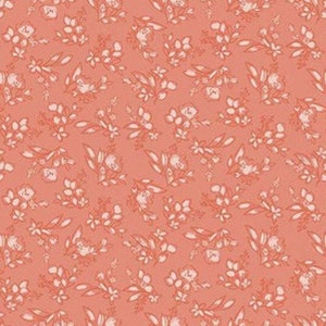 Coral Posy Tea With Bea Main by Katherine Lenius for Riley Blake Designs,  Coral and Cream, Quilting Cotton, Fabric Yardage, Baby Quilt