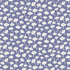 Ditsy Floral Cream on Blue, Frolic Darling Lilac Fabric by Kayla Ann for Cotton+Steel, Quilting Cotton, Fabric Yardage