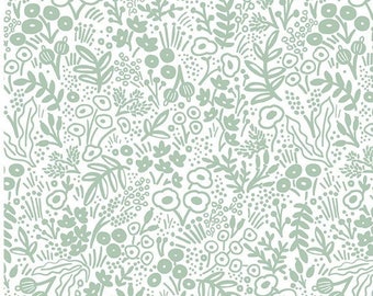 Sage Green Floral Botanical by Rifle Paper Company for Cotton+Steel, Quilting Cotton Fabric Yardage, Baby Quilt Fabric, Kids Room Fabric