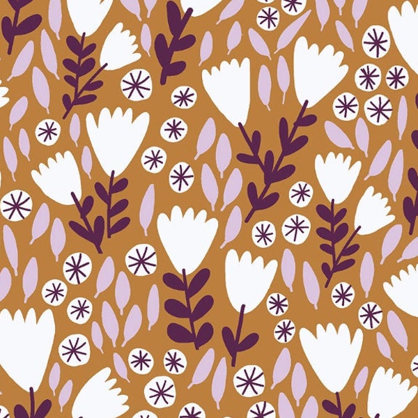 Autumn Floral, Rosalia Fools Gold, SA101-FG1, Find Me In Ibiza, by Sabina Alcaraz for Cotton+Steel, Quilting Cotton, Fabric Yardage