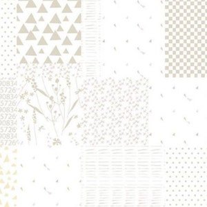 Neutral Low Volume Printed Patchwork, HushHush by Riley Blake Designs, Quilting Cotton, Fabric Yardage, Background fabric