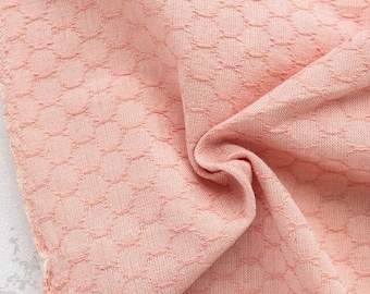 Woven Honeycomb in Peaches, Forest Forage by Fableism, Textured Honeycomb Yarn Dyed Woven, Quilting Cotton Fabric Yardage, Apparel Fabric