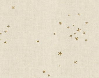 Twinkle Unbleached Metallic, Freckles, Cotton+Steel, Metallic Gold on Cream, Quilting Cotton Fabric Yardage, Baby Quilt Fabric
