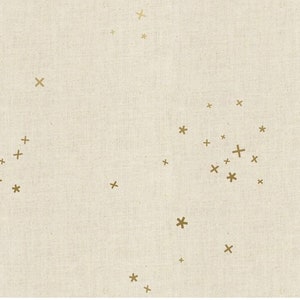 Twinkle Unbleached Metallic, Freckles, Cotton+Steel, Metallic Gold on Cream, Quilting Cotton Fabric Yardage, Baby Quilt Fabric
