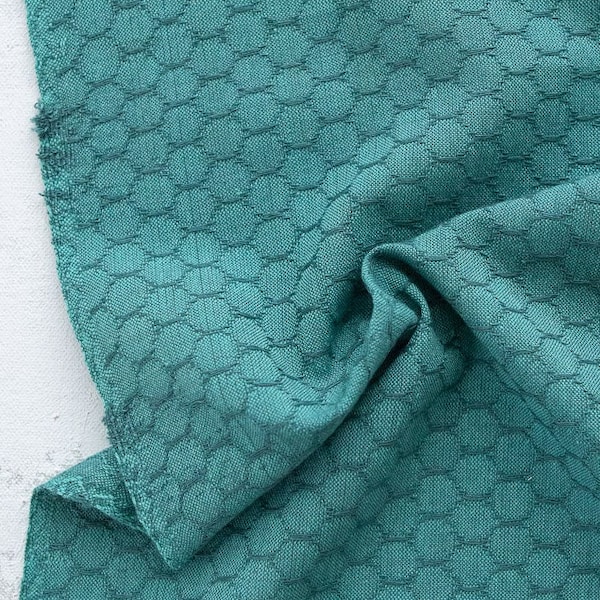 Woven Honeycomb in Pond Green, Forest Forage by Fableism, Textured Honeycomb Yarn Dyed Woven, Quilting Cotton Fabric Yardage, Apparel Fabric