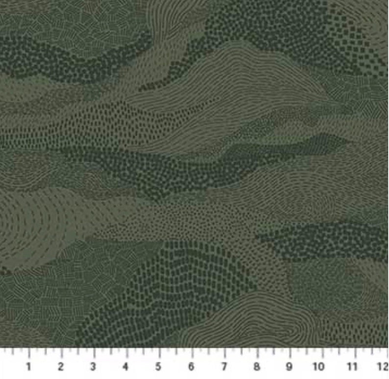 Dark Green Textured Blender, Elements Earth by Figo Fabrics, 92007-74, Quilting Cotton, Fabric Yardage, Apparel Fabric image 1