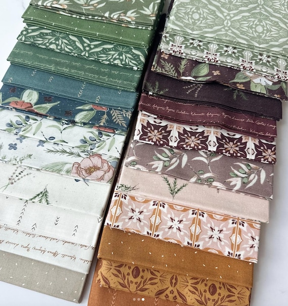 Olive Grove Fat Quarter Bundle,  by Amber Elliott of Alderwood Studio for Riley Blake Designs, Quilters Fabric Bundle, Gift for Quilter