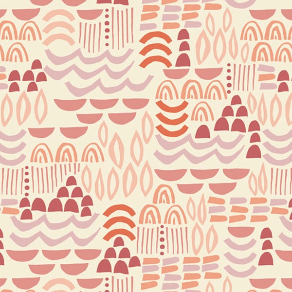 Artisanal Blocks, Terra Kotta Collection, Peach Pink Coral Gold Lavendar, AGF Studio, Art Gallery Fabrics, Quilting Cotton, Fabric Yardage