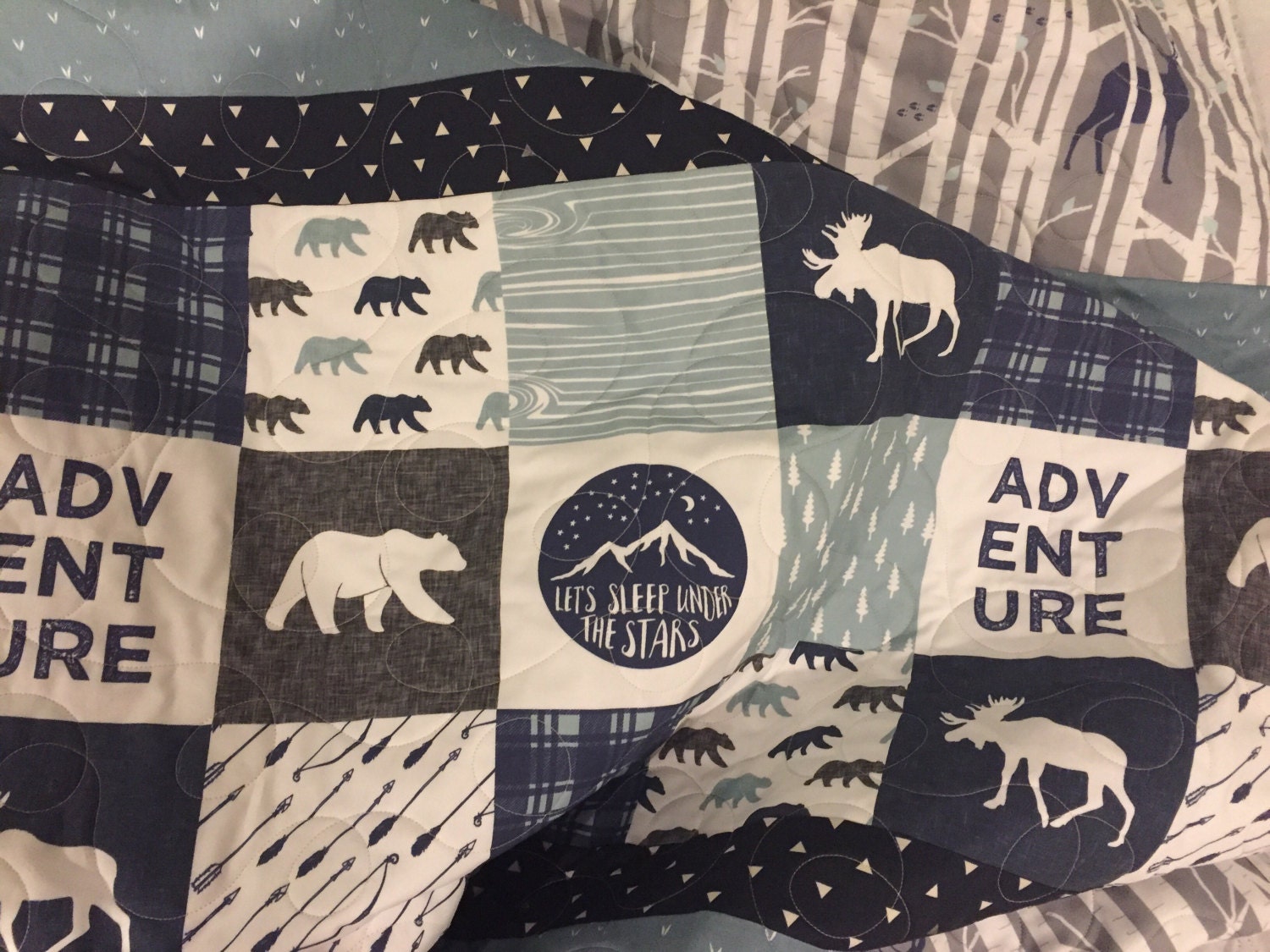 Adventure baby quilt woodland nursery bedding moose deer | Etsy