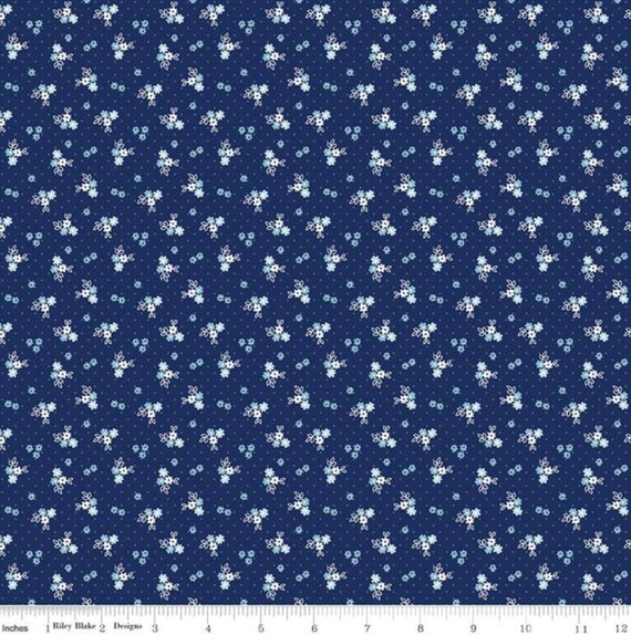 Simply Country Floral Navy, C13416-NAVY, Tasha Noel for Riley Blake Designs, Quilting Cotton Fabric Yardage, Fat Quarters