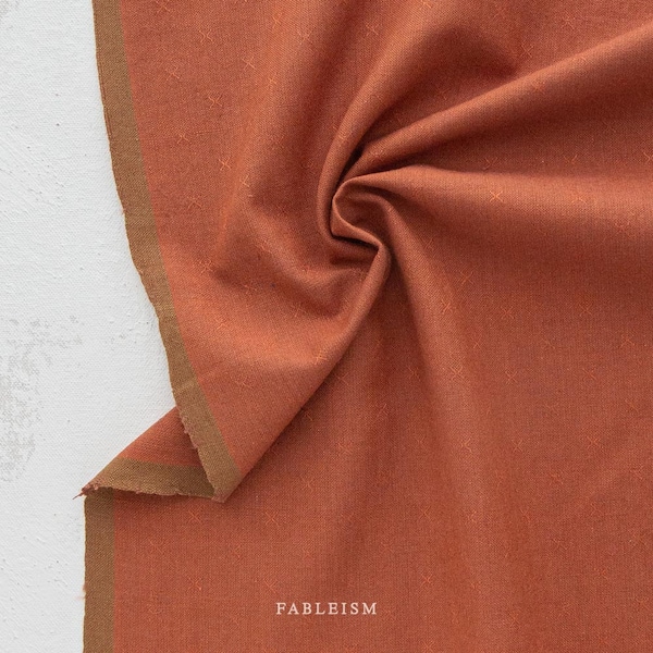 Autumnal Sprout Woven by Fableism,  Rust Yarn Dyed Woven, Quilting Cotton, Fabric Yardage, Apparel Fabric