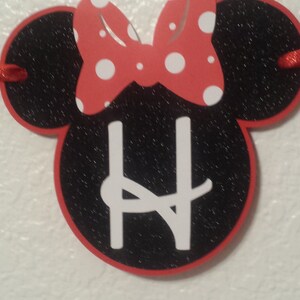 Minnie Mouse Birthday Banners,Red and Black Glitter Minnie Mouse,Minnie Mouse party decorations bild 2
