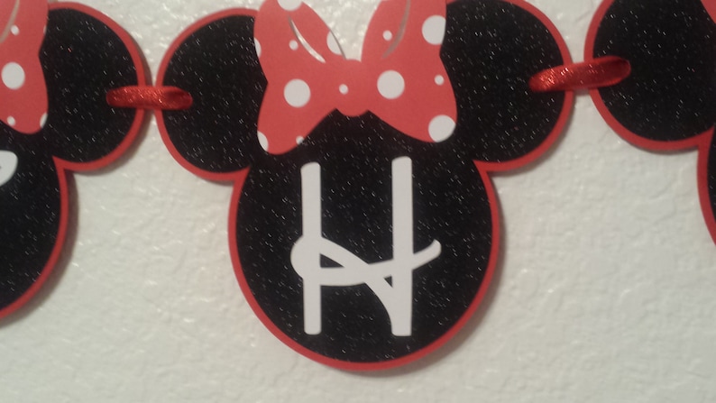 Minnie Mouse Birthday Banners,Red and Black Glitter Minnie Mouse,Minnie Mouse party decorations bild 2