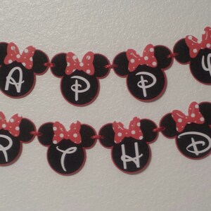 Minnie Mouse Birthday Banners,Red and Black Glitter Minnie Mouse,Minnie Mouse party decorations bild 3