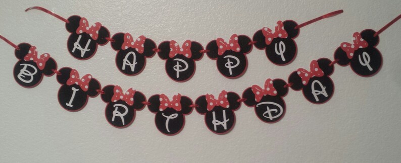 Minnie Mouse Birthday Banners,Red and Black Glitter Minnie Mouse,Minnie Mouse party decorations bild 3