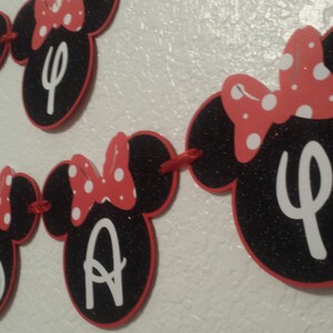 Minnie Mouse Birthday Banners,Red and Black Glitter Minnie Mouse,Minnie Mouse party decorations bild 4
