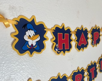Donald Duck  Happy Birthday birthday Banner, Party Decorations,