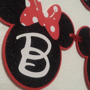 Minnie Mouse Birthday Banners,Red and Black Glitter Minnie Mouse,Minnie Mouse party decorations bild 1