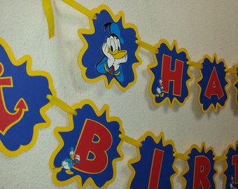 Donald Duck  Happy Birthday birthday Banner, Party Decorations,
