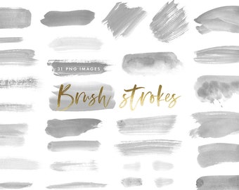 Watercolor Brush Strokes Splashes Clipart Gray, Neutral, Blush, Smears, Blots, Splatters, Abstract Background, Commercial Use