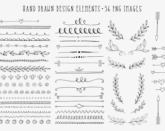 Hand Drawn clipart, Borders clip art, Design Element, Dividers, Borders, Laurels, Wreaths, Arrows, Doodle, commercial use