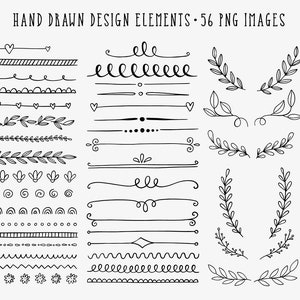 Hand getekende clipart, Borders clip art, Design Element, Dividers, Borders, Laurels, Wreaths, Arrows, Doodle, commercieel gebruik